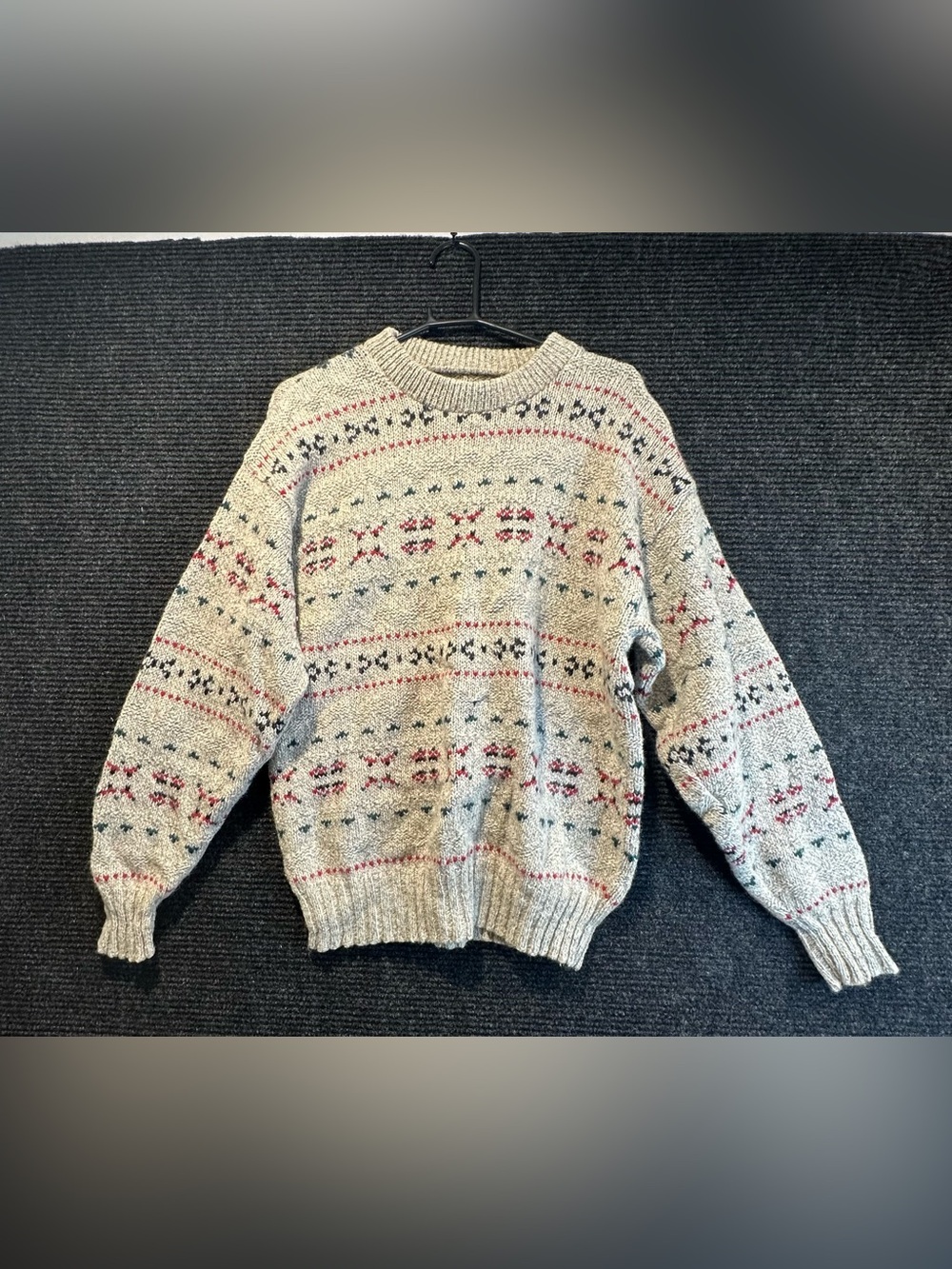 Vintage ALPS Rugged Outdoors Fair Isle Wool Blend Knit Sweater Mens Medium Gray